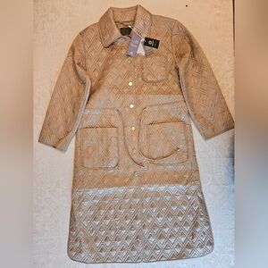 Women's Long Beige Winter Quilted Coat, Snover, NWT, Small